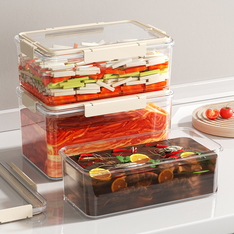 Cutie pentru alimente proaspete, dreptunghiulară, PET+PP+silica gel, stil nordic portabil, strat unic