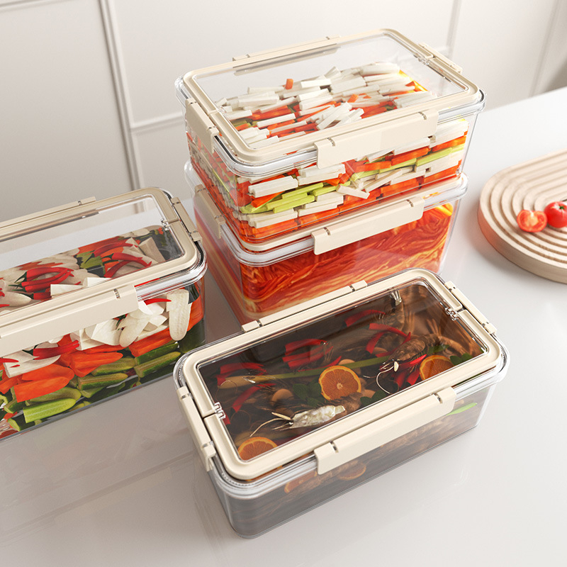 Cutie pentru alimente proaspete, dreptunghiulară, PET+PP+silica gel, stil nordic portabil, strat unic