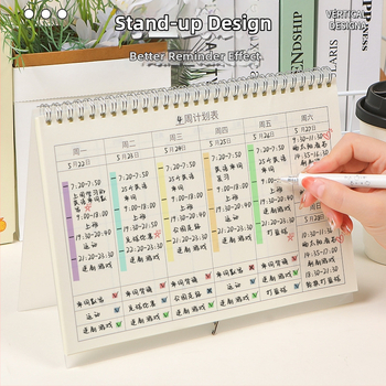 Caiet cu planificare săptămânală și calendar, legătură spirală, copertă PP, hârtie Forest, 120 pagini