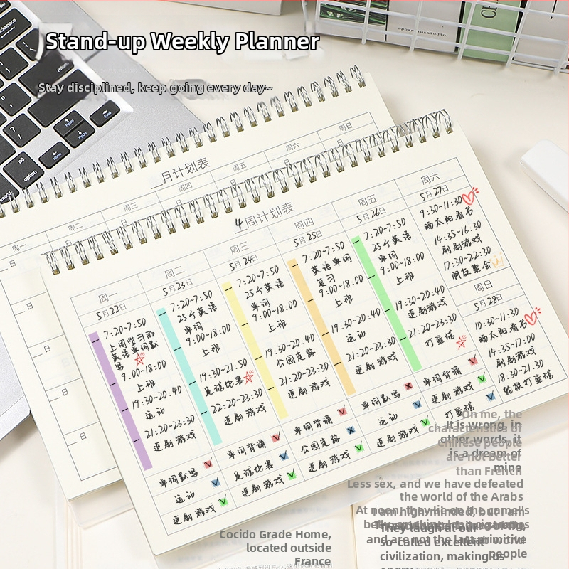 Caiet cu planificare săptămânală și calendar, legătură spirală, copertă PP, hârtie Forest, 120 pagini