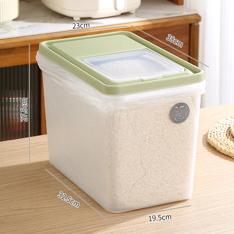 Recipient transparent pentru depozitarea orezului cu capac – plastic PP, capacitate 10L, rezistență la umezeală, protecție împotriva insectelor și prafului, design modern minimalist