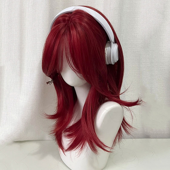 Perucă unisex, păr scurt drept, cu stil mullet în coadă de lup, legată pentru cosplay, fibră sintetică rezistentă la căldură, potrivită pentru vopsire și perm, model Mg-dz6303