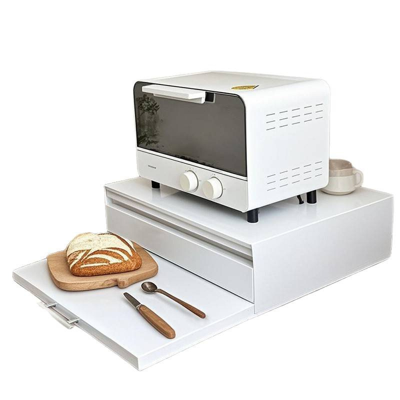 Raft metalic extensibil pentru podea pentru cuptorul cu microunde, două etaje, design trapez, multifuncțional, fără montaj.