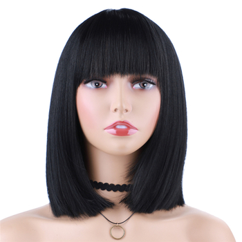 Perucă Weidu Lida LIDA6741, tunsoare bob cu breton Qi, păr de mătase autohtonă, proces mecanic
