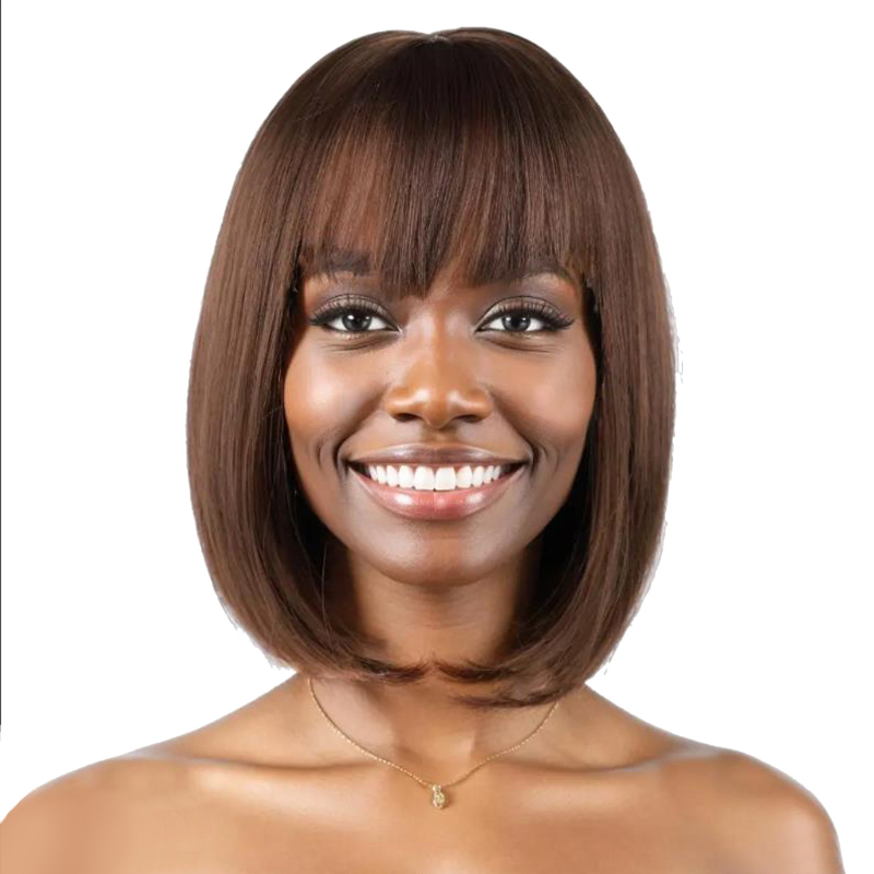 Perucă Weidu Lida LIDA6741, tunsoare bob cu breton Qi, păr de mătase autohtonă, proces mecanic