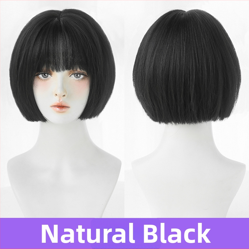 Perucă cu capac complet, bob scurt drept, fibre sintetice rezistente la temperatură, model D-135, Seven Street Queen