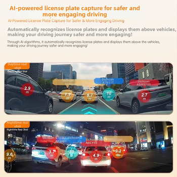 Înregistrator auto 4K cu vizionare nocturnă ultra clară, Wi‑Fi și conectare la aplicația mobilă, unghi de 170°, montaj pe parbriz