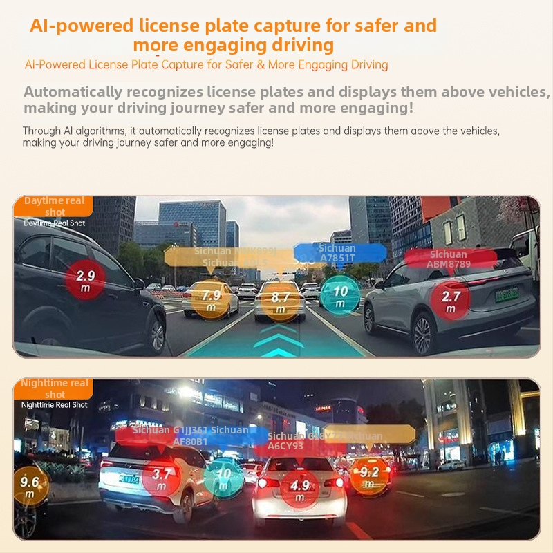 Înregistrator auto 4K cu vizionare nocturnă ultra clară, Wi‑Fi și conectare la aplicația mobilă, unghi de 170°, montaj pe parbriz