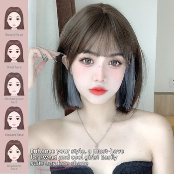 Perucă pentru femei, păr scurt drept, fibre rezistente la temperatură, mecanism de fabricație, necolorabilă — Model QF006