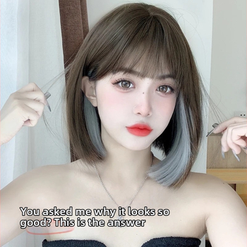 Perucă pentru femei, păr scurt drept, fibre rezistente la temperatură, mecanism de fabricație, necolorabilă — Model QF006