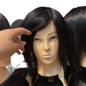 Model cap real pentru practică în frizerie pentru bărbați — păr uman, păr scurt drept, stil natural, pentru practică de tuns