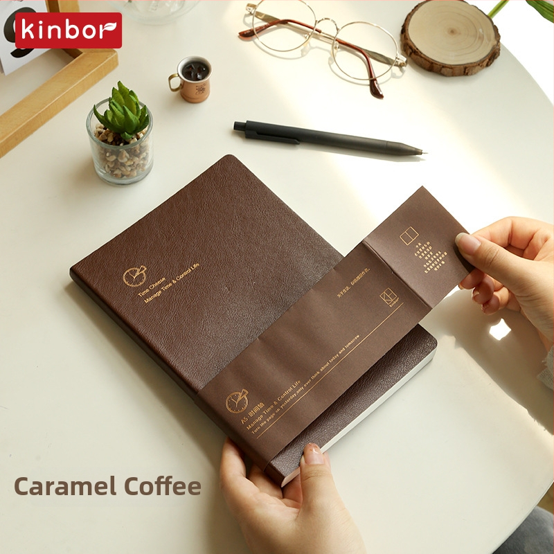 Kinbor carnet auto-completabil de înregistrări, copertă din piele artificială, ștanțare cu folie aurie, legare cu adeziv, hârtie forestieră, stil birou