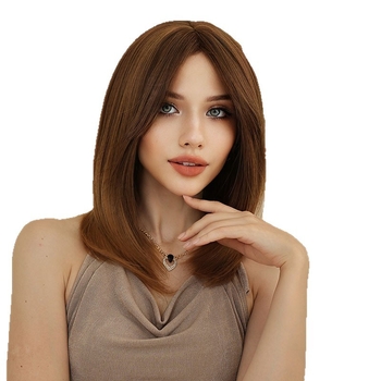 Perucă scurtă dreaptă cu breton în formă de opt, fibră sintetică rezistentă la căldură, prelucrare mecanică, potrivită pentru orice nuanță de ten, gata pentru stilizare