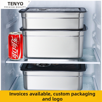 Cutie de prânz sigilată din oțel inoxidabil 304, cutie păstrare alimentare pătrată, Crisper Box, capacitate 2,1–5 L