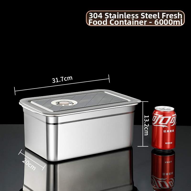 Cutie de prânz sigilată din oțel inoxidabil 304, cutie păstrare alimentare pătrată, Crisper Box, capacitate 2,1–5 L