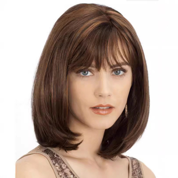 Perucă pentru femei, model 7205, fibră rezistentă la temperaturi înalte, breton Qi, textură ondulată