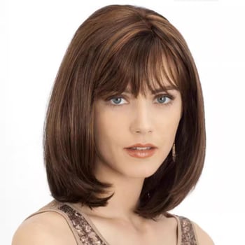 Perucă pentru femei, model 7205, fibră rezistentă la temperaturi înalte, breton Qi, textură ondulată