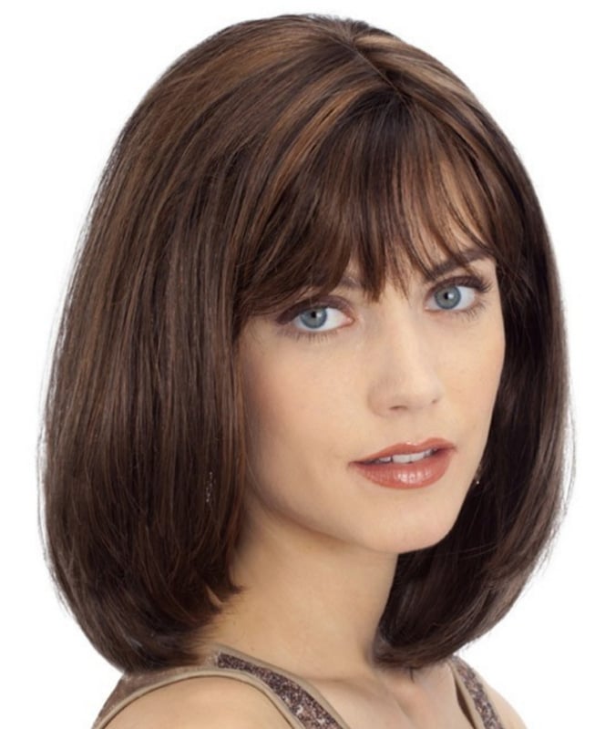 Perucă pentru femei, model 7205, fibră rezistentă la temperaturi înalte, breton Qi, textură ondulată