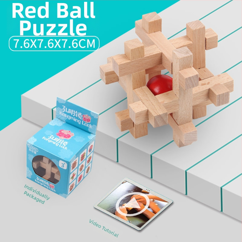 Set Kongming Lock Luban Ball – Puzzle cu nouă inele conectate, Lerth, pentru copii 4–6 ani