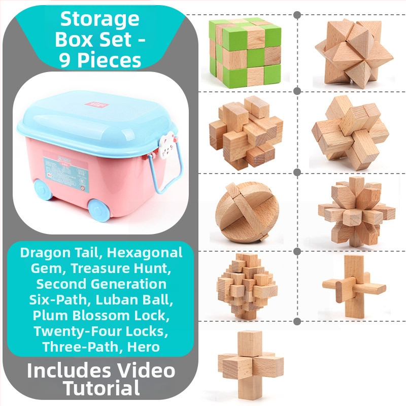 Set Kongming Lock Luban Ball – Puzzle cu nouă inele conectate, Lerth, pentru copii 4–6 ani