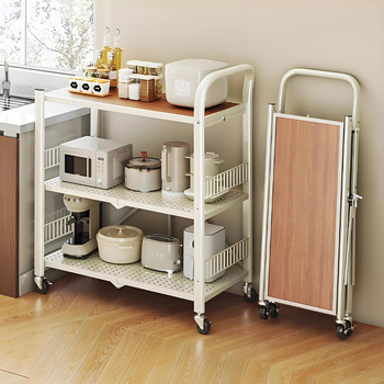 Raft pliabil de bucătărie, podea, cu mai multe niveluri, pentru cuptor cu microunde și oale, mobil, fără montaj