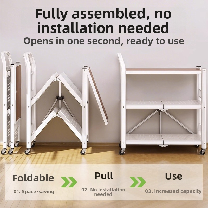 Raft pliabil de bucătărie, podea, cu mai multe niveluri, pentru cuptor cu microunde și oale, mobil, fără montaj