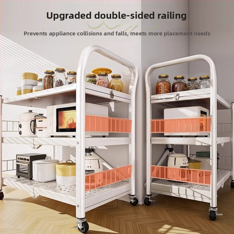 Raft pliabil de bucătărie, podea, cu mai multe niveluri, pentru cuptor cu microunde și oale, mobil, fără montaj