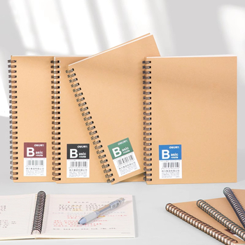 Deli LA560 agendă spirală cu copertă din hârtie kraft, model LA560-06, 60 de pagini, 70 gsm