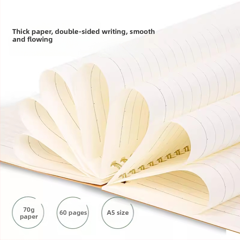 Deli LA560 agendă spirală cu copertă din hârtie kraft, model LA560-06, 60 de pagini, 70 gsm