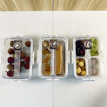 Cutie crisper transparentă pentru fructe și legume, compartimente sigilate împotriva mirosurilor, material PP, dreptunghiulară, un singur strat, 800–1000 ml