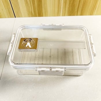 Cutie crisper transparentă pentru fructe și legume, compartimente sigilate împotriva mirosurilor, material PP, dreptunghiulară, un singur strat, 800–1000 ml