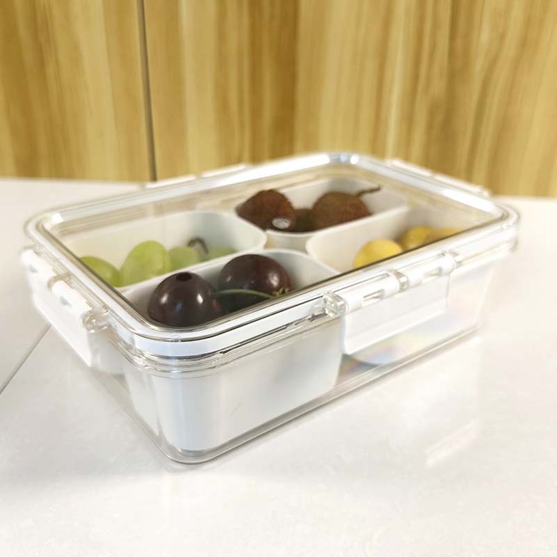 Cutie crisper transparentă pentru fructe și legume, compartimente sigilate împotriva mirosurilor, material PP, dreptunghiulară, un singur strat, 800–1000 ml