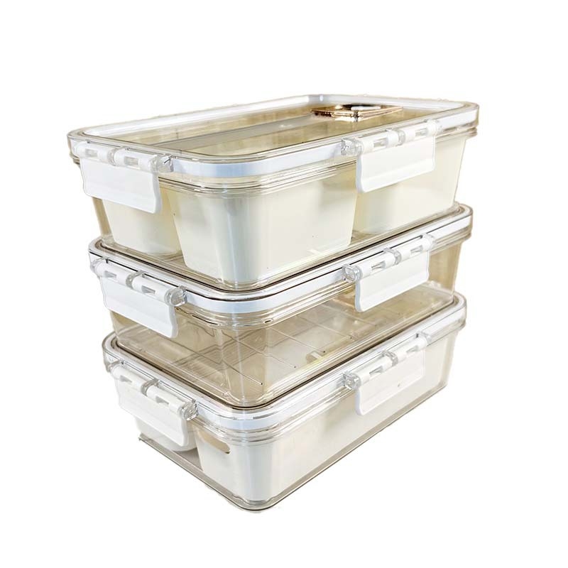 Cutie crisper transparentă pentru fructe și legume, compartimente sigilate împotriva mirosurilor, material PP, dreptunghiulară, un singur strat, 800–1000 ml