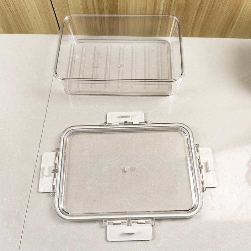 Cutie crisper transparentă pentru fructe și legume, compartimente sigilate împotriva mirosurilor, material PP, dreptunghiulară, un singur strat, 800–1000 ml