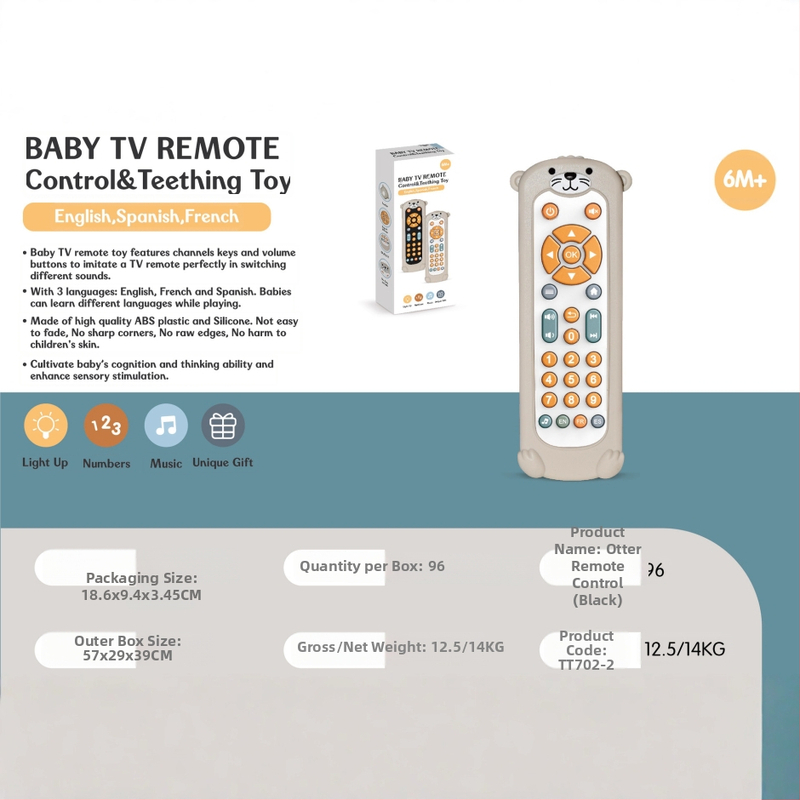 Jucărie telefon pentru bebeluți cu telecomandă, butoane de mestecat, muzică și voce, plastic, alimentare cu baterii, pentru copii 0–3 ani