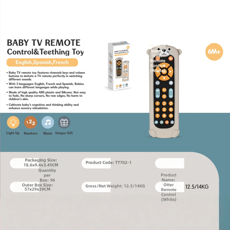 Jucărie telefon pentru bebeluți cu telecomandă, butoane de mestecat, muzică și voce, plastic, alimentare cu baterii, pentru copii 0–3 ani