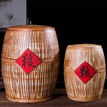 Cutie ceramică pentru depozitarea orezului, cu capac, sigilată, rezistentă la umezeală și insecte, capacitate 10 L+, stil Chinez nou