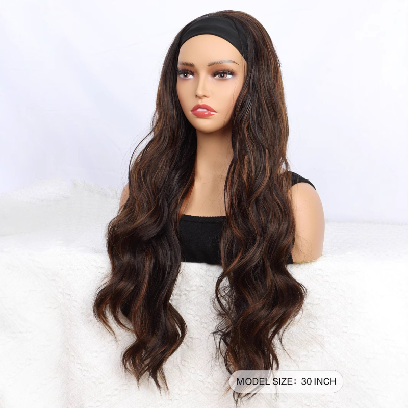 Perucă cu bandă pentru cap, breton lung, model DM785-4/30, fibră rezistentă la temperatură, stil desen animat, pentru femei