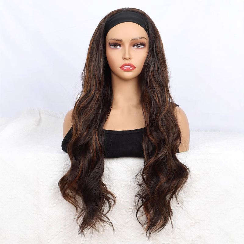 Perucă cu bandă pentru cap, breton lung, model DM785-4/30, fibră rezistentă la temperatură, stil desen animat, pentru femei