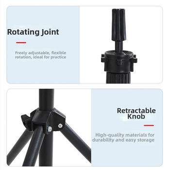 Suport pentru cap pentru peruci — trepied de podea, model 003, păr de mătase, poate fi vopsit, breton drept, lungime medie-lungă