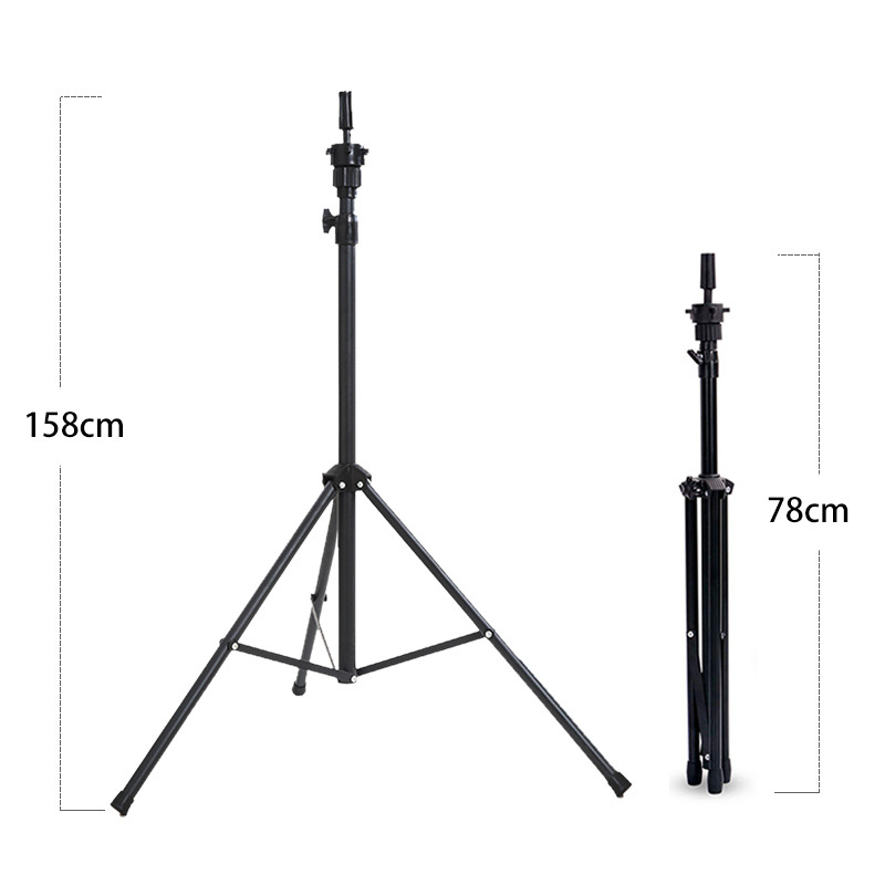 Suport pentru cap pentru peruci — trepied de podea, model 003, păr de mătase, poate fi vopsit, breton drept, lungime medie-lungă