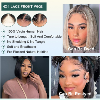 Perucă din păr uman real, bob drept, cusută manual; poate fi vopsită și ondulată.