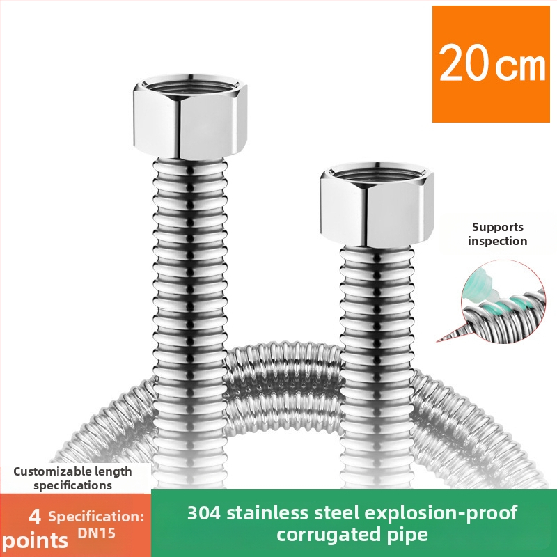 Conductă flexibilă din oțel inoxidabil 304 – rezistentă la explozie, presiune înaltă, pentru conectarea la boiler (apă rece și caldă)