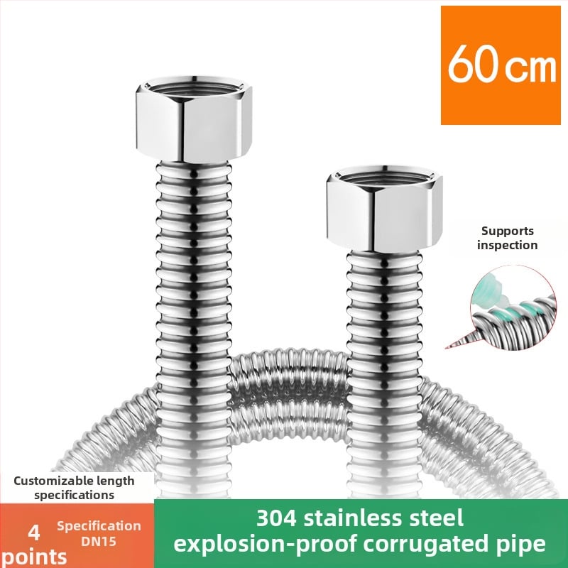 Conductă flexibilă din oțel inoxidabil 304 – rezistentă la explozie, presiune înaltă, pentru conectarea la boiler (apă rece și caldă)