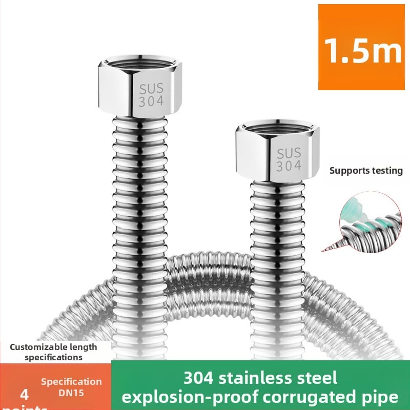 Conductă flexibilă din oțel inoxidabil 304 – rezistentă la explozie, presiune înaltă, pentru conectarea la boiler (apă rece și caldă)