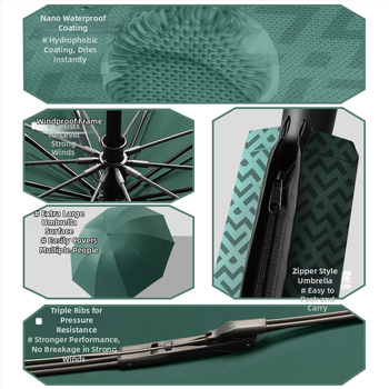 Реверсивен сгъваем чадър с 280T плат, автоматично отваряне/затваряне, каркас с 10 ребра от фибър, обхват 55–61 см, UV защита UPF30+, двойно дебело покритие, мъжки бизнес чадър