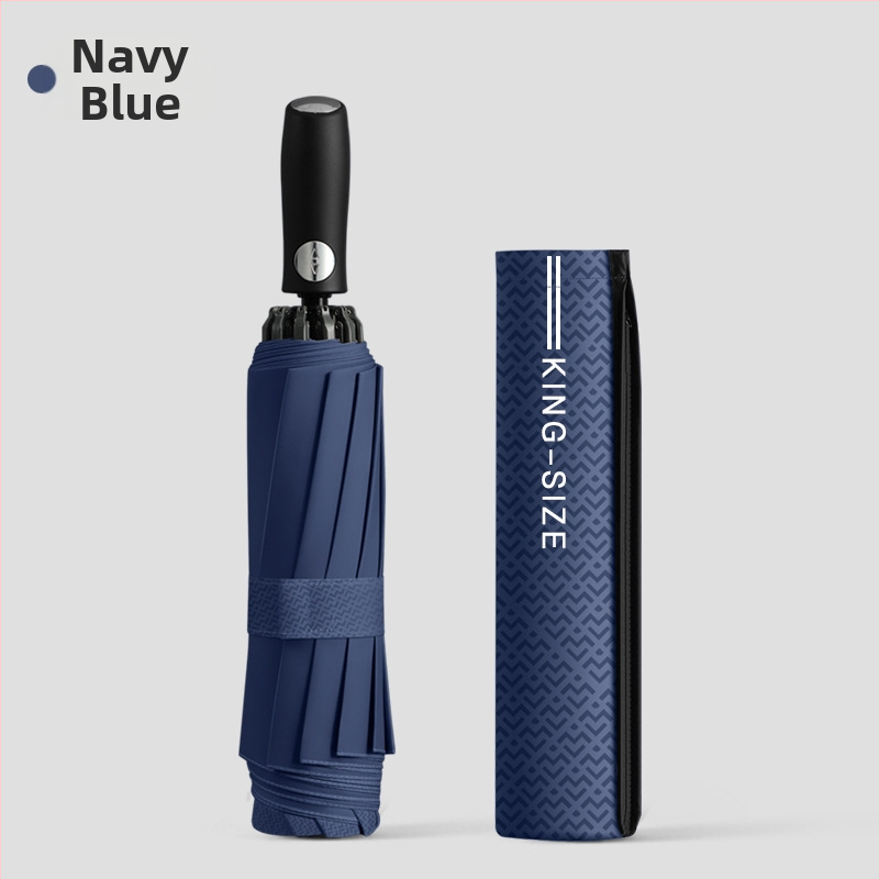 Реверсивен сгъваем чадър с 280T плат, автоматично отваряне/затваряне, каркас с 10 ребра от фибър, обхват 55–61 см, UV защита UPF30+, двойно дебело покритие, мъжки бизнес чадър