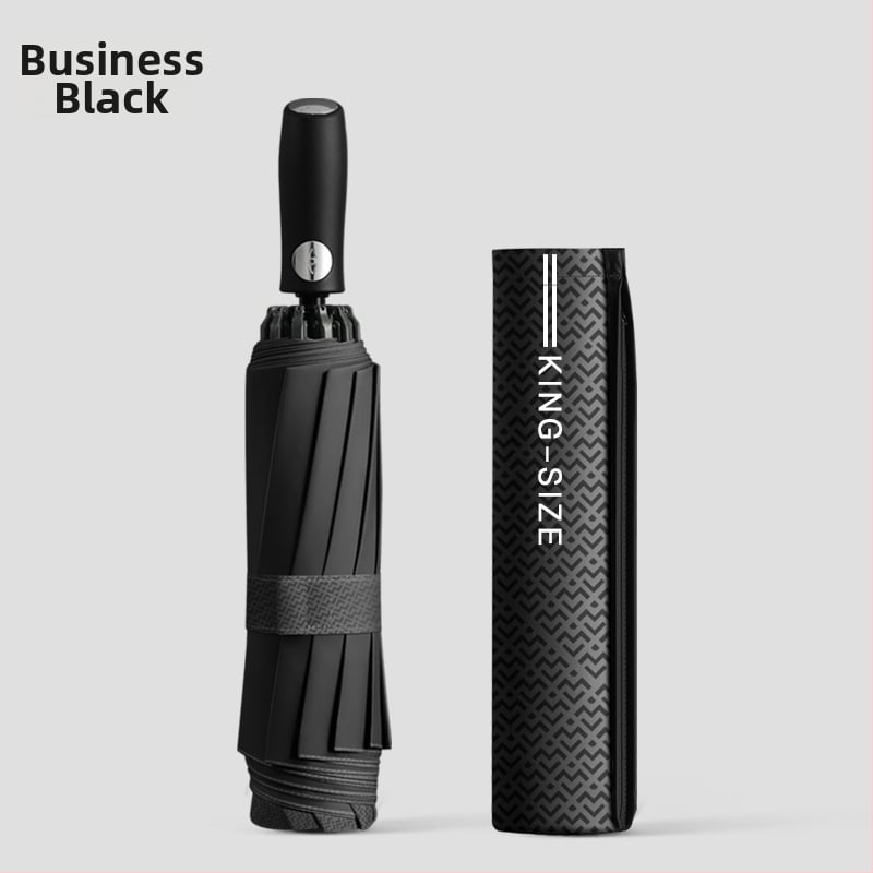 Реверсивен сгъваем чадър с 280T плат, автоматично отваряне/затваряне, каркас с 10 ребра от фибър, обхват 55–61 см, UV защита UPF30+, двойно дебело покритие, мъжки бизнес чадър