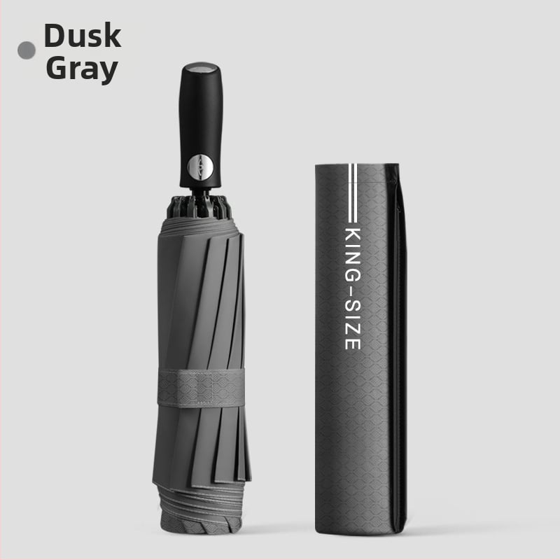 Реверсивен сгъваем чадър с 280T плат, автоматично отваряне/затваряне, каркас с 10 ребра от фибър, обхват 55–61 см, UV защита UPF30+, двойно дебело покритие, мъжки бизнес чадър