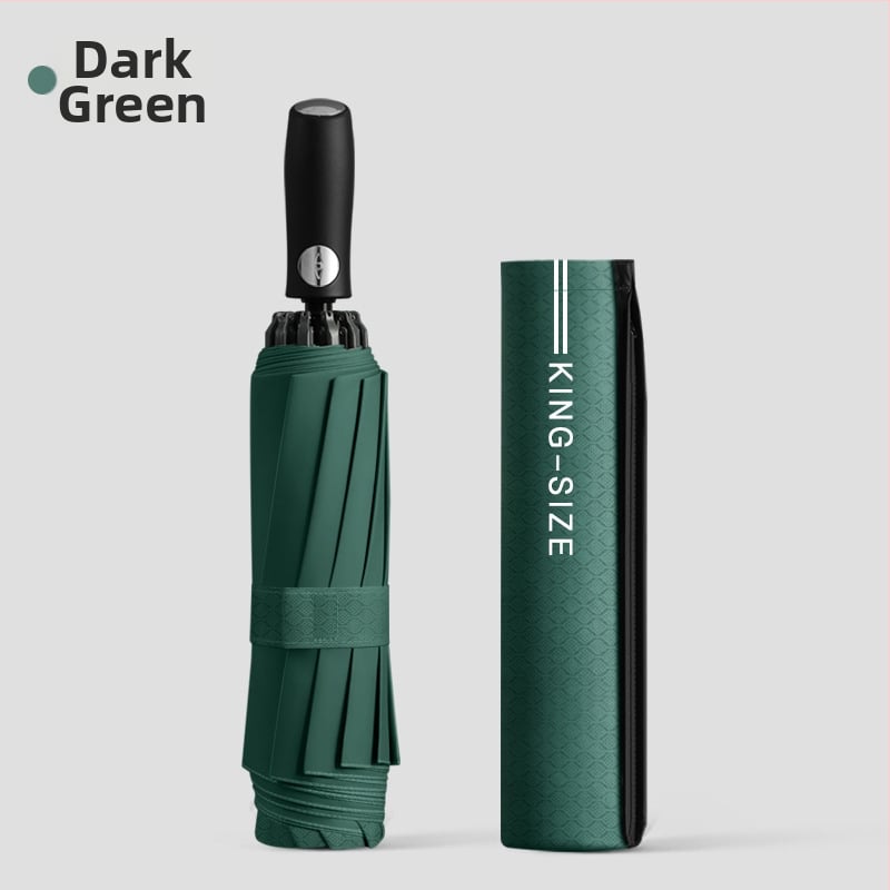 Реверсивен сгъваем чадър с 280T плат, автоматично отваряне/затваряне, каркас с 10 ребра от фибър, обхват 55–61 см, UV защита UPF30+, двойно дебело покритие, мъжки бизнес чадър